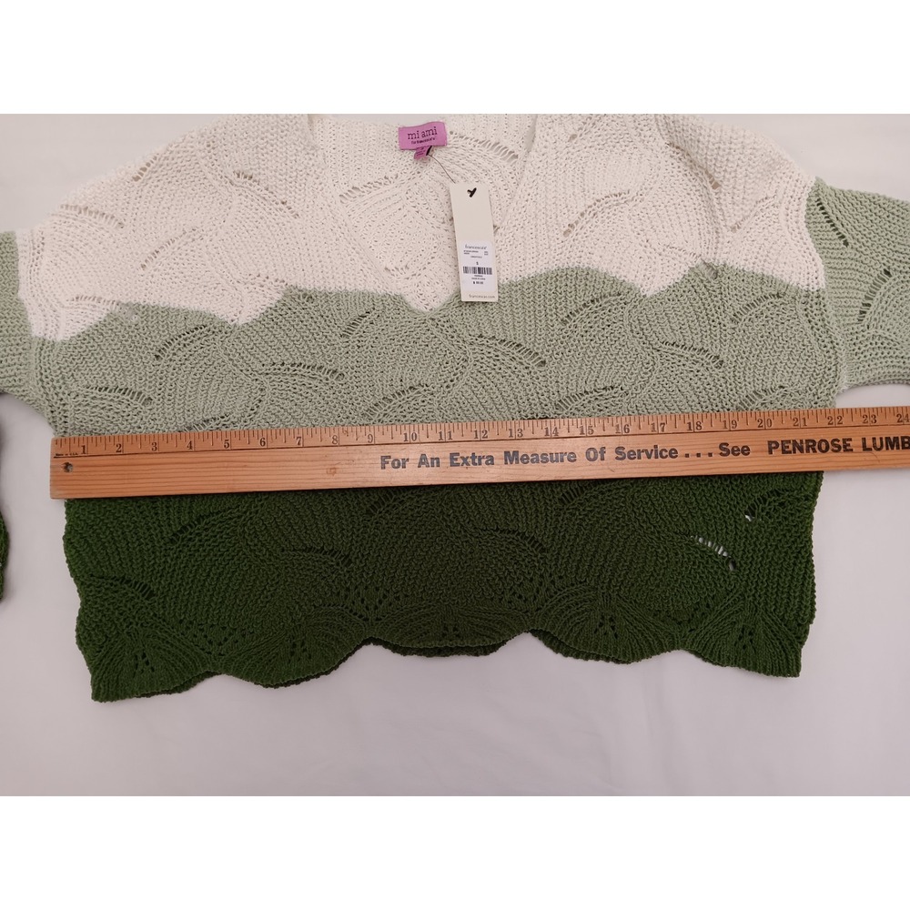 Mi Ami for Francescas Ombre Leaf Knit Crop Sweater Cream Green Size S - Picture 10 of 12